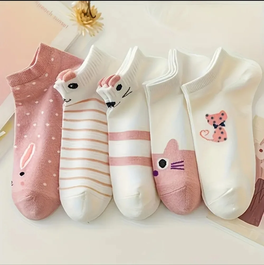 5 Pairs Cat Ankle Socks